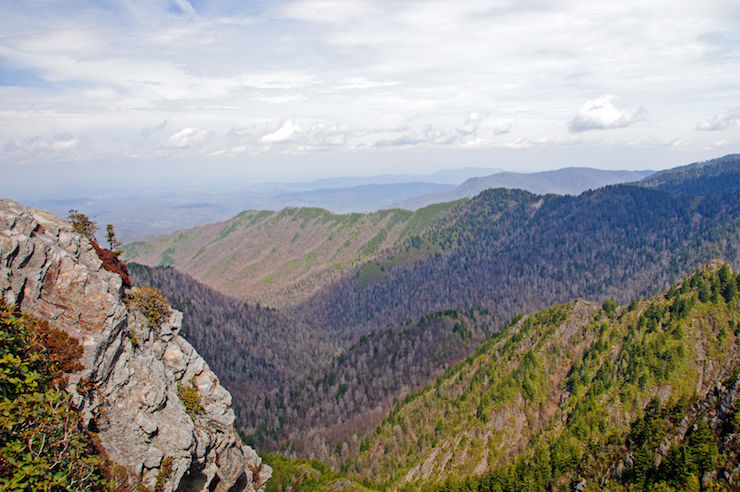 view of mountains with blue skies